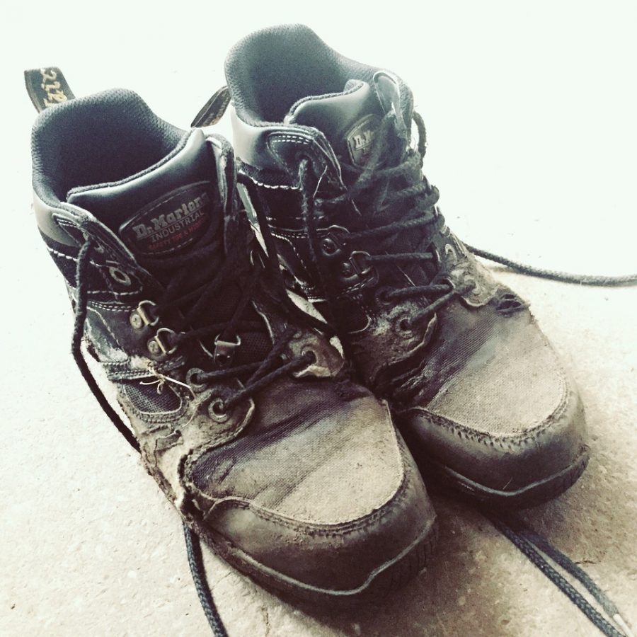 Paul's worn out gardening boots, photograph by Paul Martin, career change, Winterbourne House and Garden, Digging for Dirt
