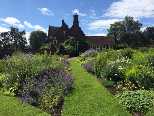 Botanical garden of Winterbourne with backdrop of the house