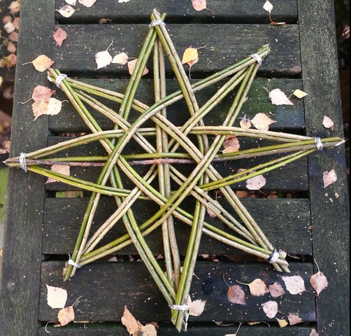 A star made using willow weaving technique
