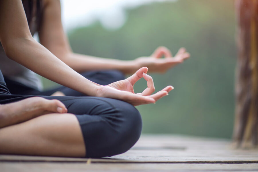 Someone sat in a yoga position